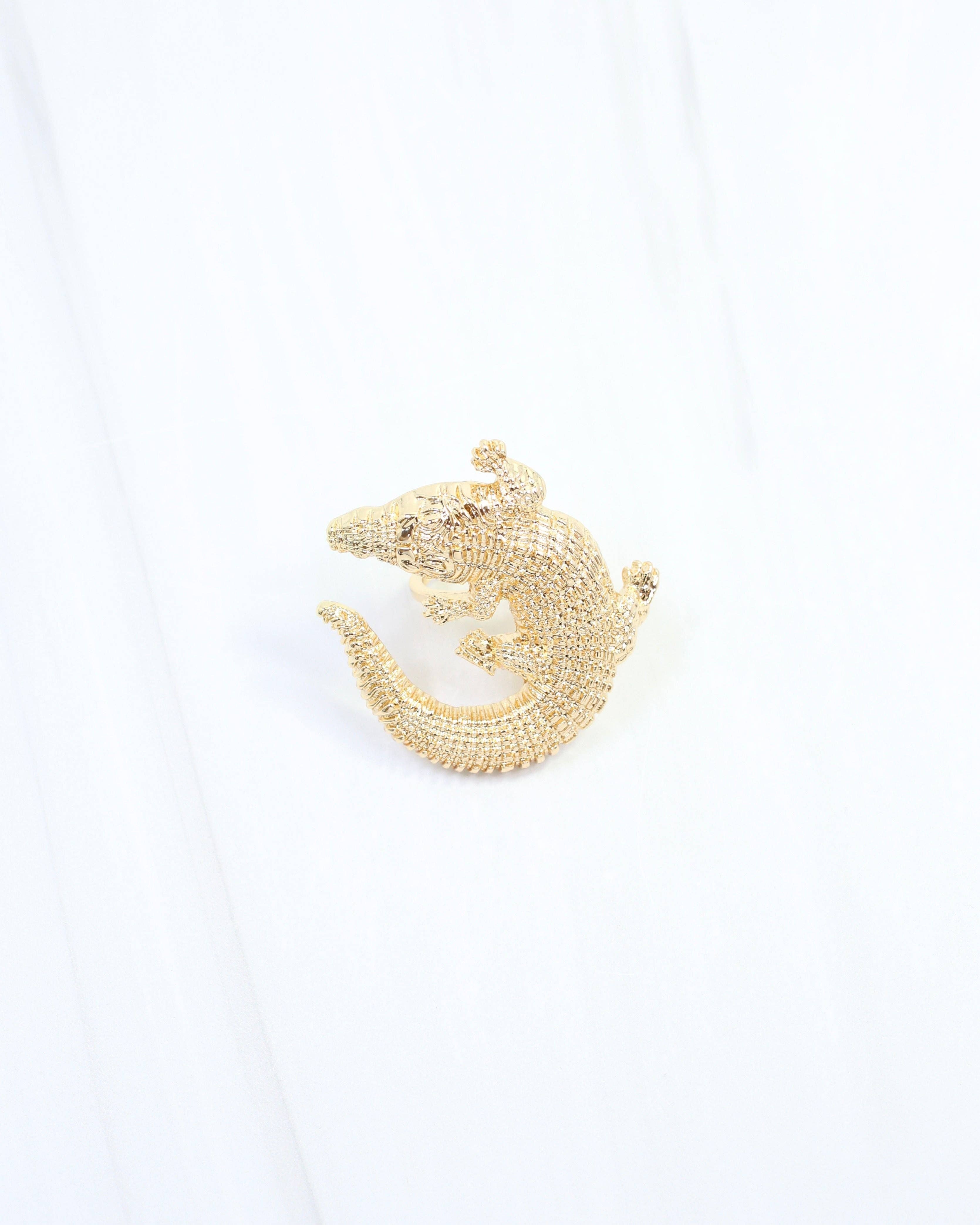 Sally Scarf Slide Alligator Gold