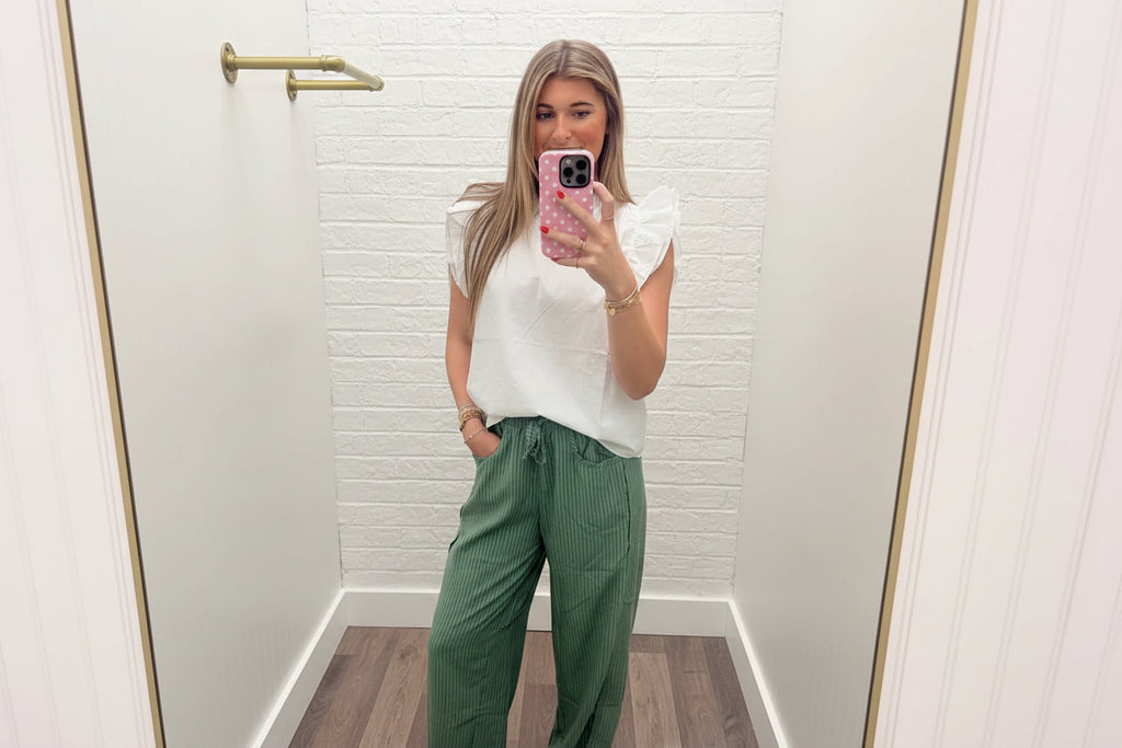 GREEN STRIPE PANTS