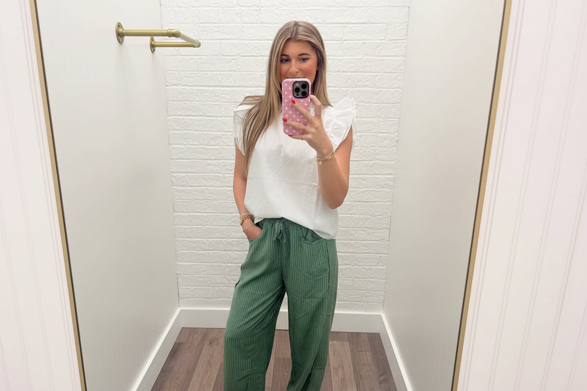 GREEN STRIPE PANTS