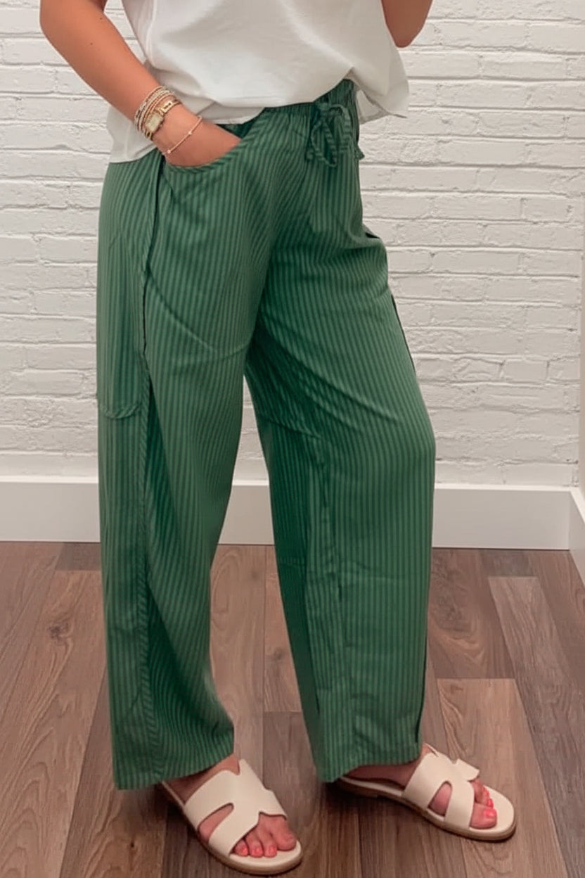 GREEN STRIPE PANTS