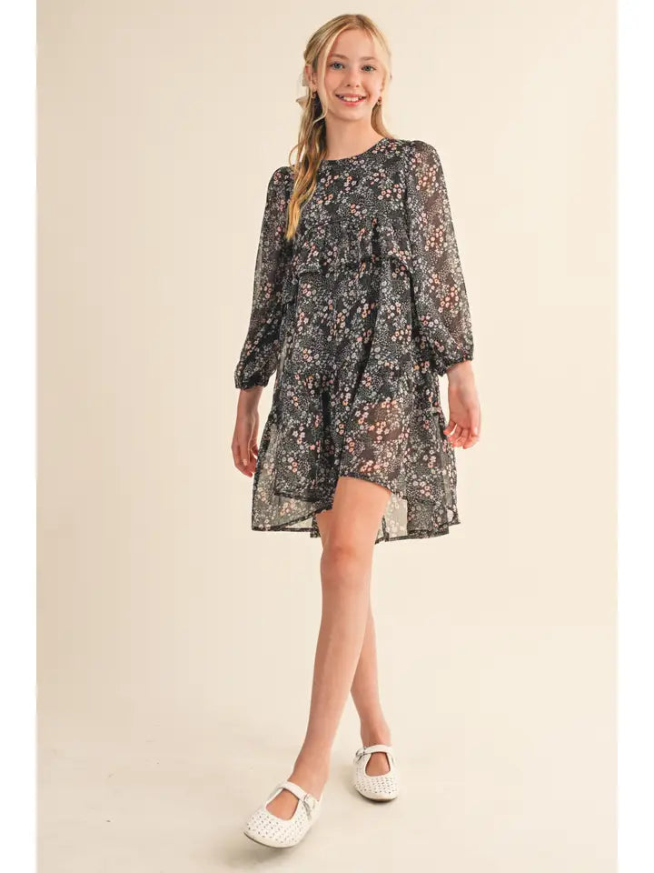 Heart and Arrow Girls Layered Hi Low Midi Dress